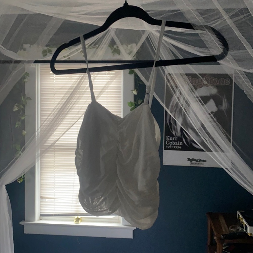 cute white shein mesh crop top